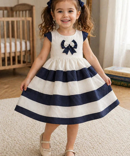 Girls Khaki Navy Elegant Dress